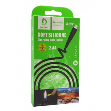 Кабель USB - MicroUsb черный 1м DENMEN D19V